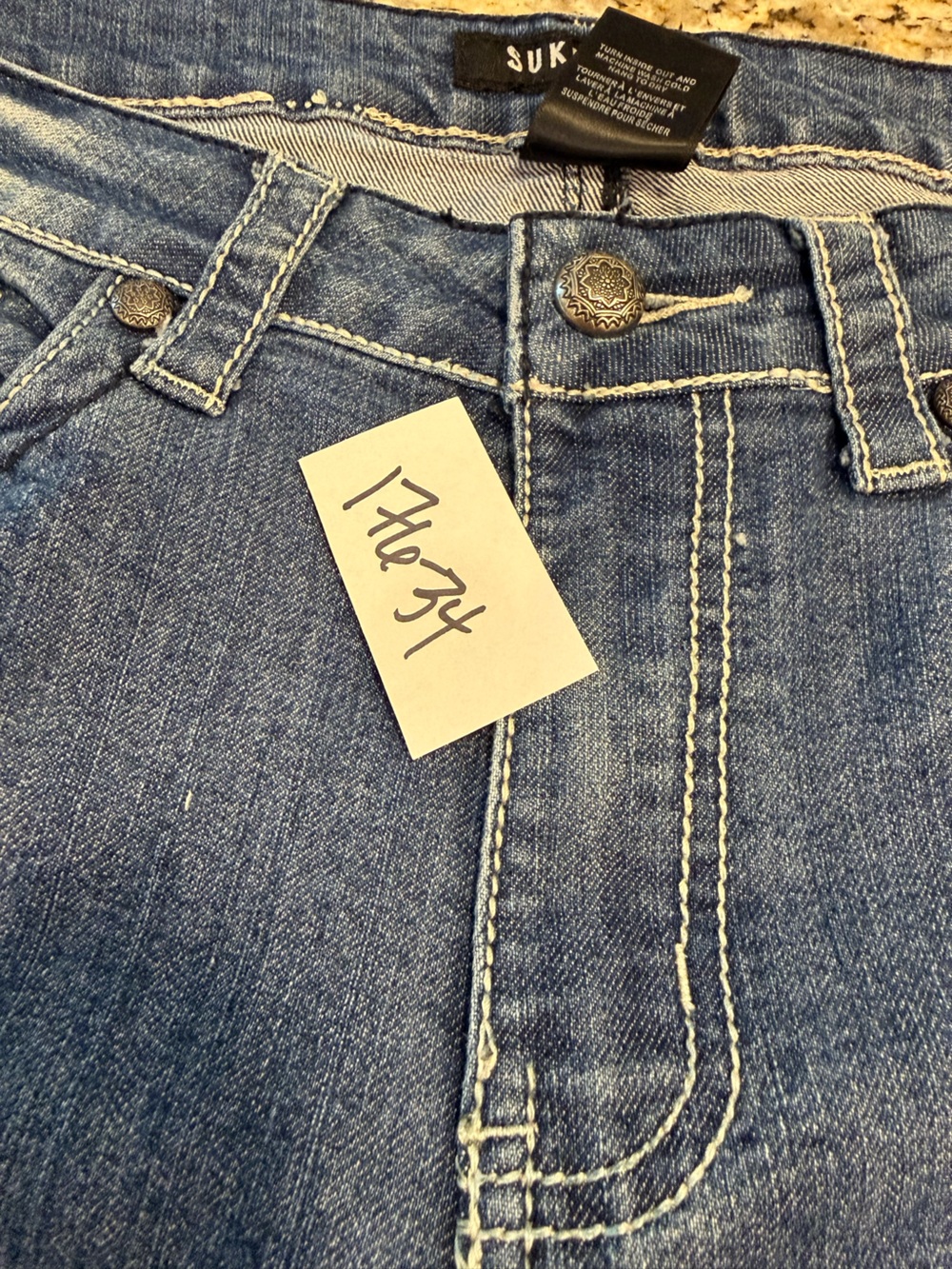 Suko western floral embroidered denim jeans SZ 10 hemmed 27.5” inseam - Picture 15 of 16